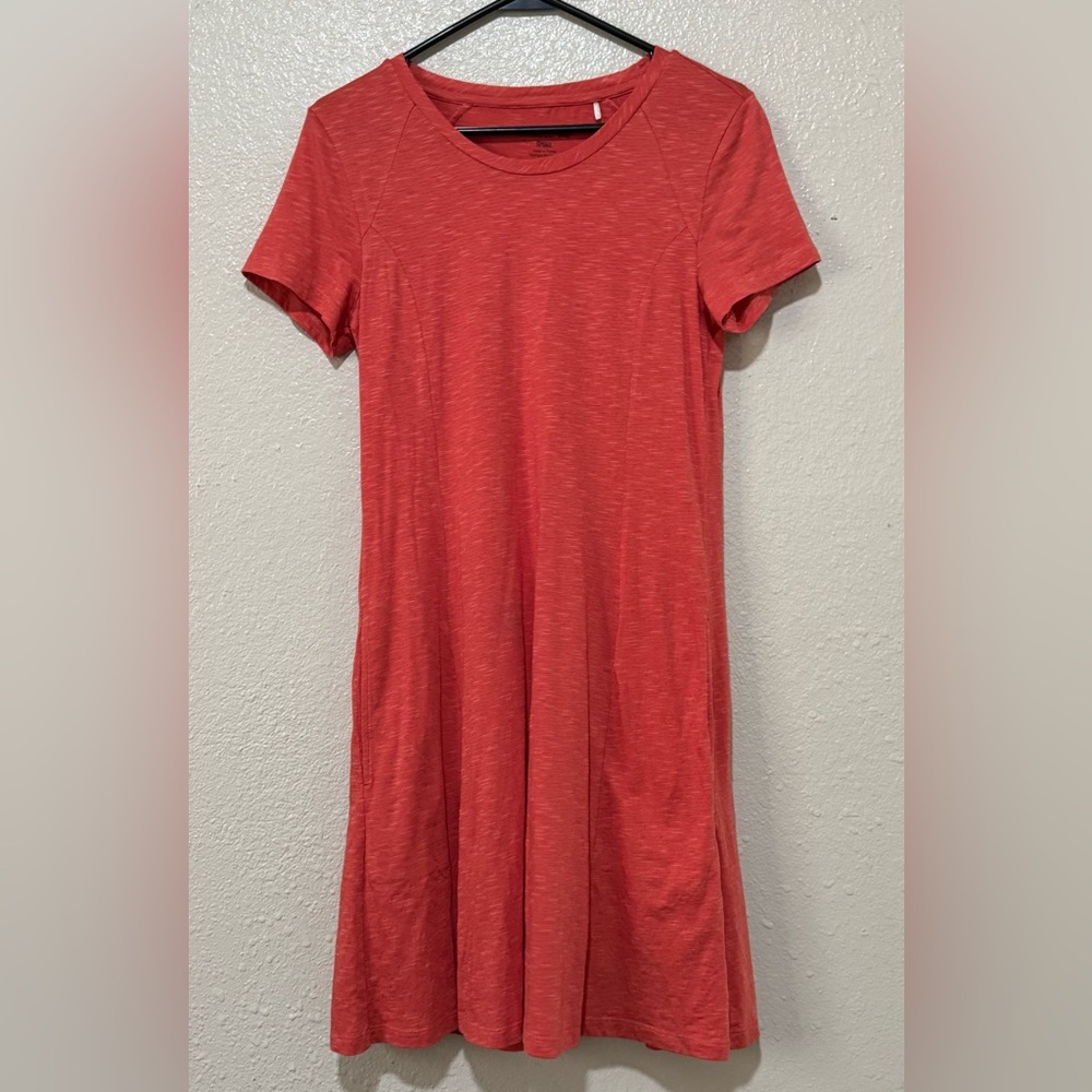 Toad & Co SS Windmere Dress W Sz. S Orange Cotton Pockets Beach Summer Resort